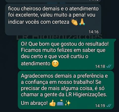 Depoimento de cliente no WhatsApp
