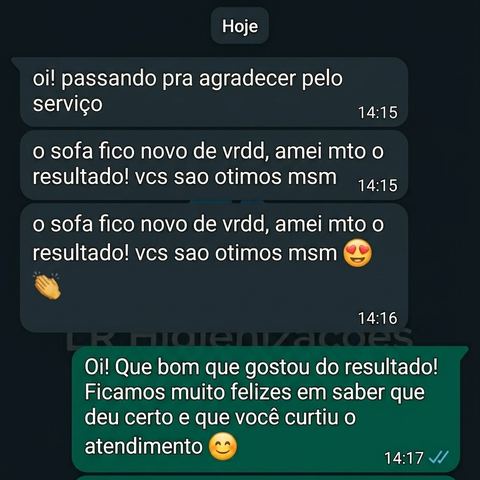 Depoimento de cliente no WhatsApp