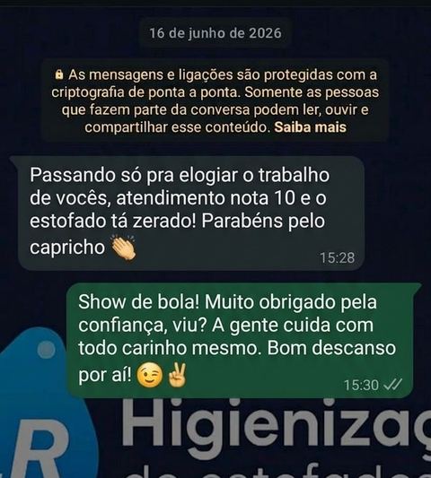 Depoimento de cliente no WhatsApp